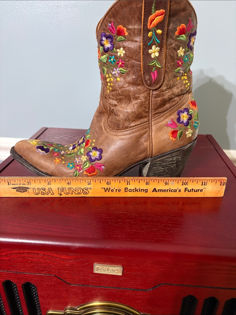 Old Gringo Brown Leather Ankle Boots with Colorful Floral Embroidery - Picture 10 of 11